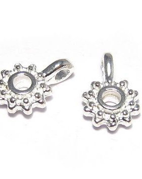Margele din metal cu agatatoare, argintii, 12.5x9x4 mm