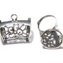 Margele din metal cu agatatoare, argintiu antichizat, 29x32x22 mm