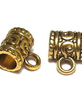 Margele din metal cu agatatoare, auriu antichizat, 10.5x7x9 mm