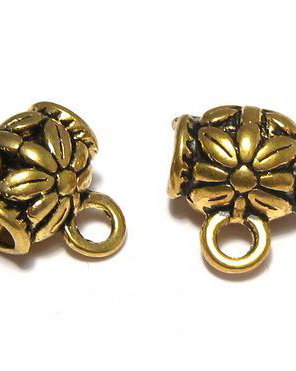 Margele din metal cu agatatoare, auriu antichizat, 11x9x7.5 mm