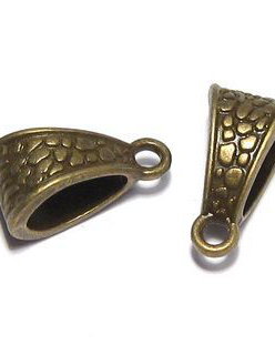 Margele din metal cu agatatoare, bronz, 14.5x7.5x8.5 mm