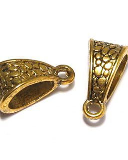 Margele din metal cu agatatoare, auriu antichizat, 14.5x7.5x8.5 mm