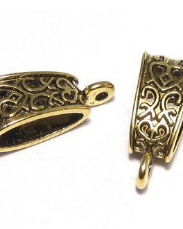 Margele din metal cu agatatoare, auriu antichizat, 19x9x7 mm