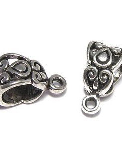 Margele din metal cu agatatoare, argintiu antichizat, 13x8x8 mm