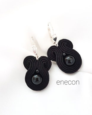 Cercei soutache negrii cu onix