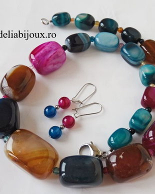 Set de bijuterii agate multicolore