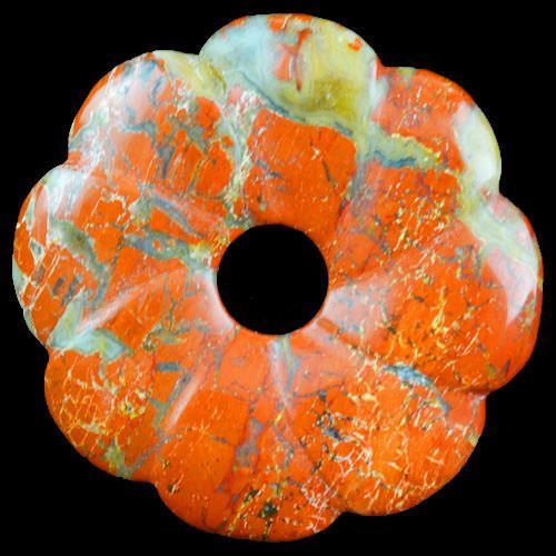 K0269 - Pandantiv, jasp rosu, donut floare, 45x45x6mm