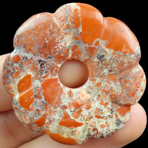 K0270 - Pandantiv, jasp rosu, donut floare, 45x45x6mm