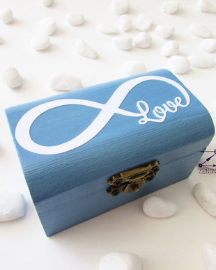 Cutie verighete Infinite love, cutie verighete albastra, pernuta verighete, cutie verighete personalizata