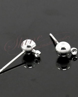 Tortite cercei cu bila, argintii, 15x4mm