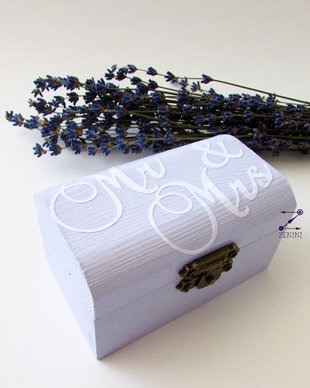 Cutie verighete Mr&Mrs, cutie verighete lila, pernuta verighete, cutie verighete personalizata