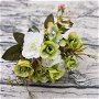 K0283 - Buchet flori decorative, verde crud, 5 ramurele, 6 flori, 3 boboci