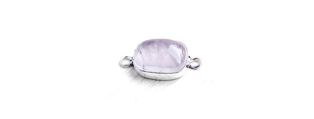Conector  quartz roz pal in rama argintata
