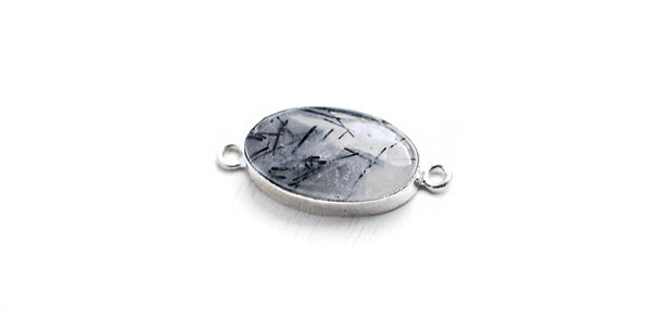 Conector Quartz turmalinat  in rama argintata