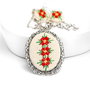 Set -colier si cercei cu broderie manuala  pe panza taraneasca cod 8753