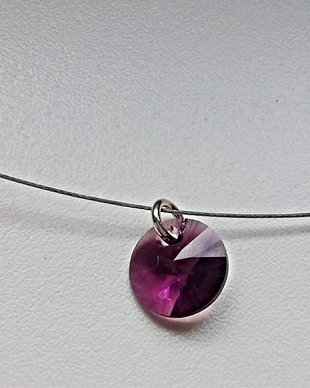 Colier argint cu piatra Swarovski Rivoli Ametist 8mm