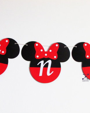 Ghirlanda botez Minnie Mouse, ghirlanda Minnie, banner botez, ghirlanda cu nume