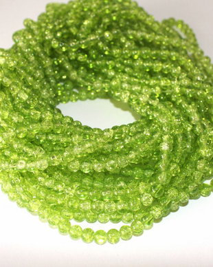 Margele sticla cracle. Margele verzi. Margele sticla 6 mm