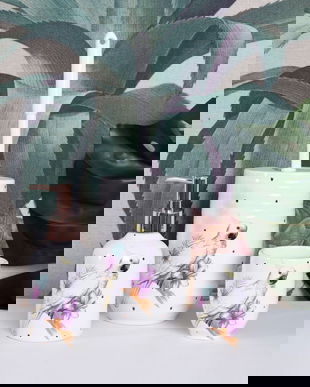 Set pentru baie din portelan cu un papagal