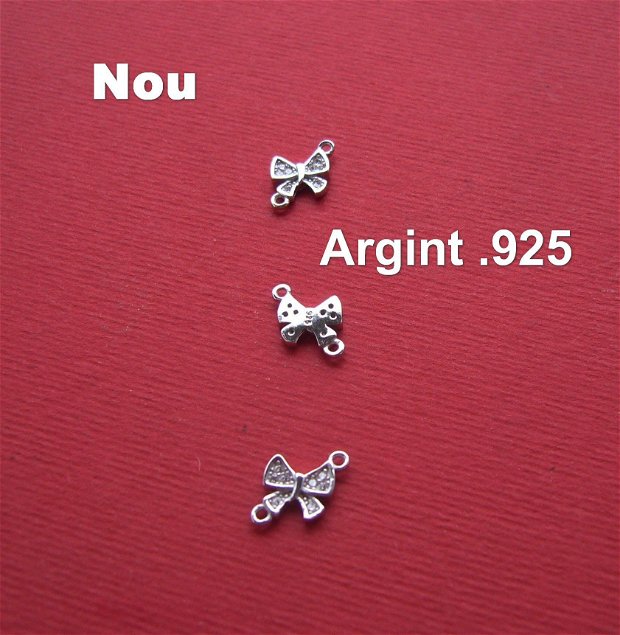 Link  cu zirconii fluturas din argint .925 aprox 7x11 mm ( cu anourile)