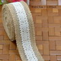 K0290 - (5m x 4cm) Banda decorativa, iuta naturala / panza de sac, dantela