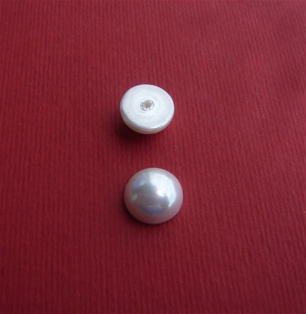 (2 bucati) Cabochon semigaurit din perla alba tip Mallorca aprox 10 mm