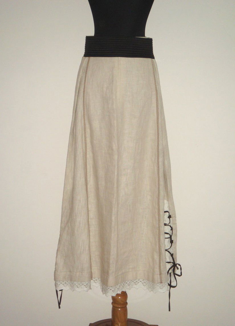 Fusta maxi, noua, bavareza, din materiale naturale, cu imprimeu