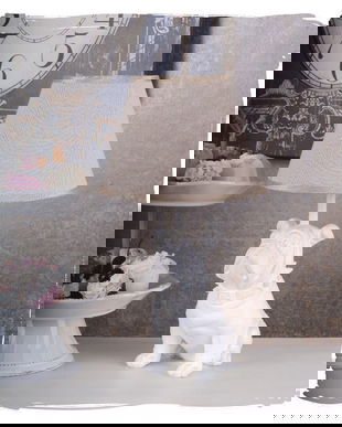 Lampa de masa cu un caine