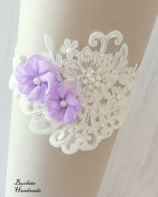 Jartiera mireasa/Jartiera cu flori textile