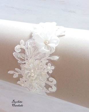 Jartiera mireasa/Jartiera cu flori textile