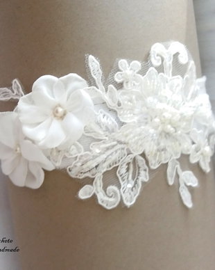 Jartiera mireasa/Jartiera cu flori textile