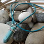 Colier handmade din snur de piele naturala si medalion din piatra de turcoaz/colier barbatesc/colier unisex/colier talisman