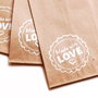 Pliculete natur cu burduf lateral  si stampila Thank you / Made with Love - ambalaj kraft paper