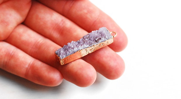 Pandant Agata druzy cu margini electroplacate aur