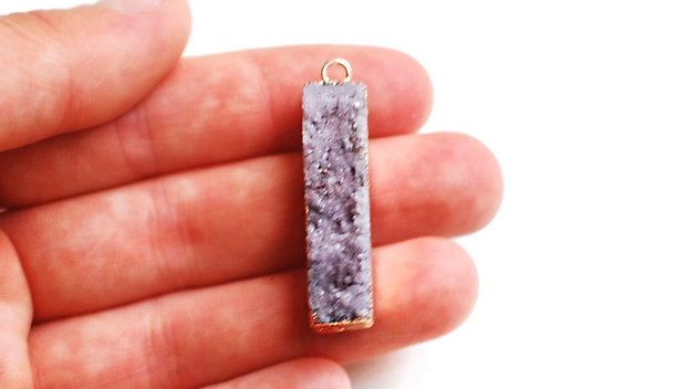 Pandant Agata druzy cu margini electroplacate aur