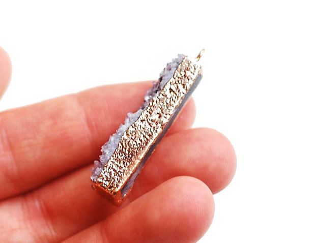 Pandant Agata druzy cu margini electroplacate aur