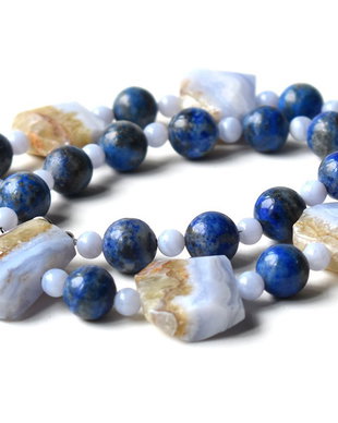 REZERVAT Colier calcedonie albastra si lapis lazuli