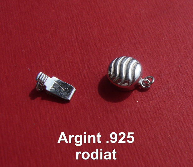 Inchizatoare ornamentala din argint 925 rodiat rotunda cu valuri aprox 17x9x5.5 mm