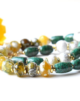 REZERVAT Colier agate si malachit cu crisocola