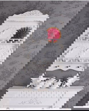 Blidar din lemn masiv antichizat alb