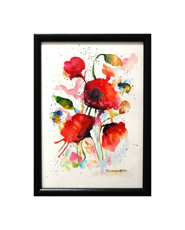 Poppies - Pictura Originala in acuarela - Nature & Colors Collection