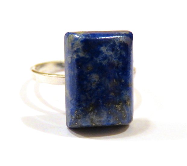 Inel delicat din Argint 925 si Lapis lazuli dreptunghiular - IN527 - Inel casual albastru denim, inel pietre semipretioase, cadou romantic