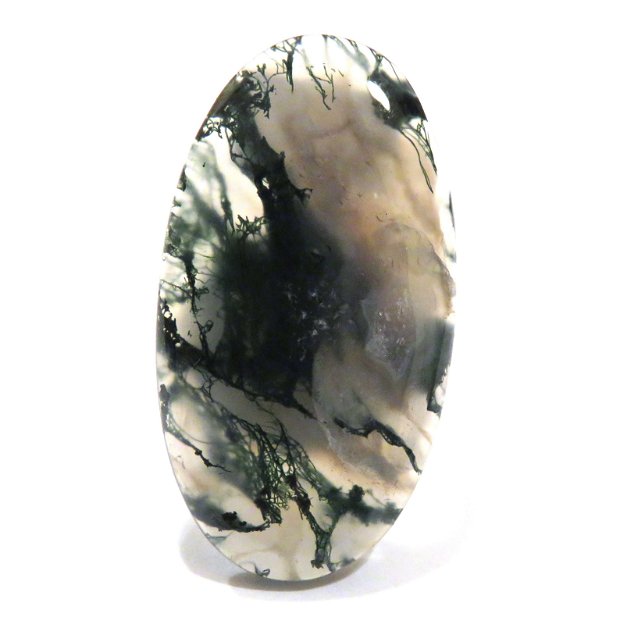 Inel statement din Argint 925 si Agata moss ovala - IN528 - Inel alb translucid verde, cadou pentru sotie, inel reglabil din pietre semipretioase