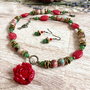 Set/colier si cercei/floare de coral/set de vara
