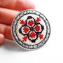 Brosa cu broderie manuala - motive traditionale  pe panza taraneasca cod  BF5488