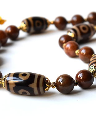 Colier agate Dzi si jad