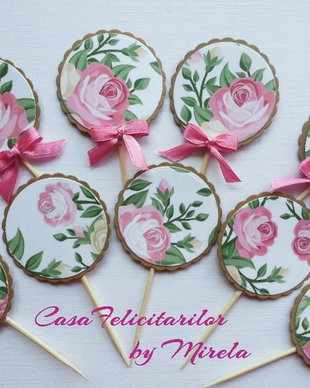 Toppers candy bar- cu trandafiri roz