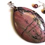 Pandantiv si cercei din Argint 925 si Rodonit roz prafuit negru - PA272, CE272 - Pandantiv masiv pietre semipretioase, cadou sotie
