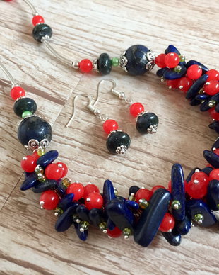 Set /colier si cercei /lapis lazuli si jad