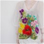 Vândut Bluza din materiale naturale cu flori de vara impaslite si dantelute crosetate